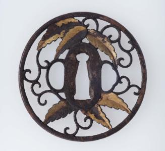 Tsuba with design of leaves and arabesques