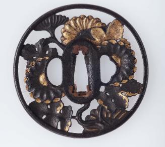 Tsuba with design of chrysanthemums