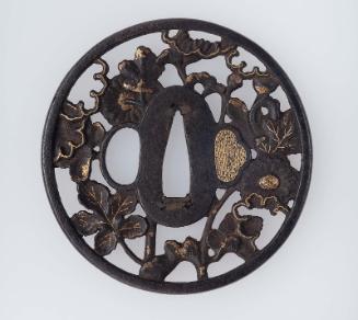 Tsuba with design of chrysanthemums