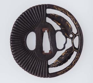 Tsuba with design of radiating pattern and leaves