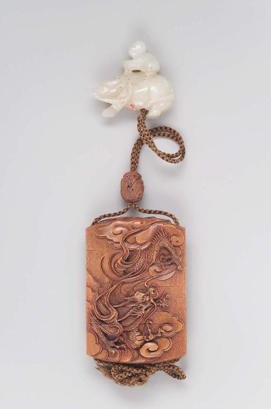 Three-case inro with dragon and cloud design