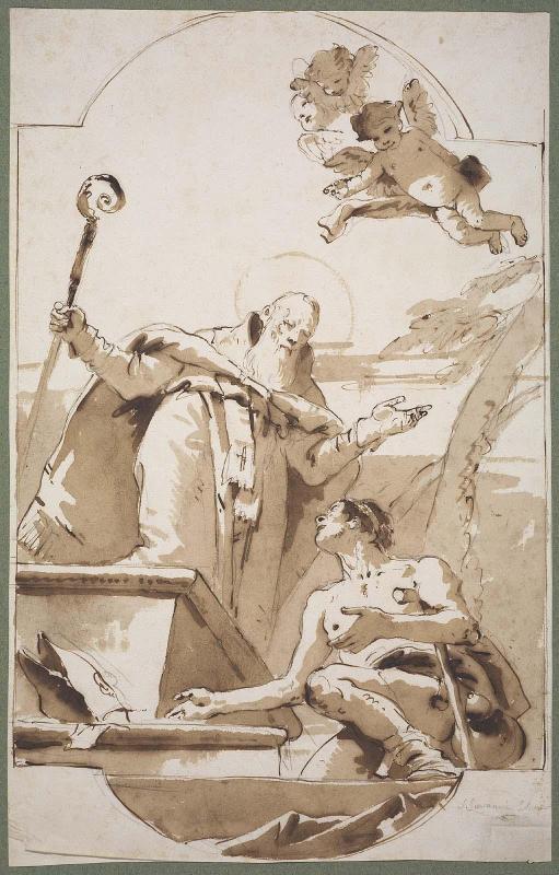 A Bishop Saint Healing a Cripple (Design for a Ceiling)