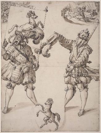 Stained-Glass Design: Two Lansquenets with the Standard of Schaffhausen