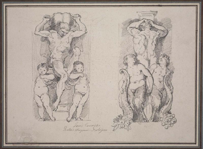 Ornamental Panels with Caryatids from the Grand Salon of the Palazzo Magnani, Bologna