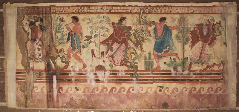 Facsimile of painting on right wall, Tomba del Triclinio