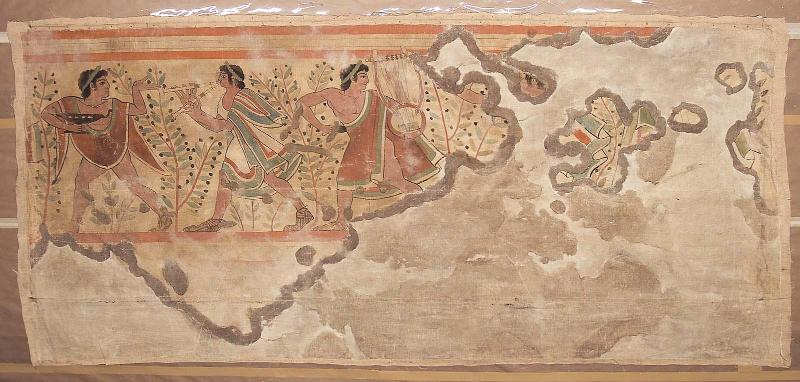Facsimile of painting on right wall, Tomba dei Leopardi