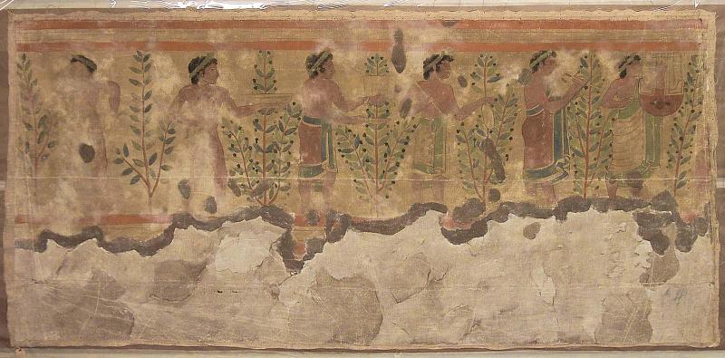 Facsimile of painting on left wall, Tomba dei Leopardi