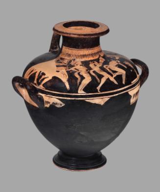 Water jar (kalpis) with a Satyr chorus dancing before an aulete