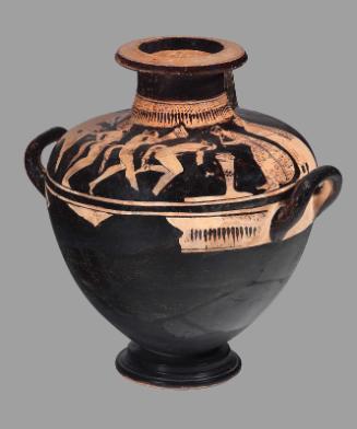 Water jar (kalpis) with a Satyr chorus dancing before an aulete