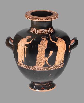 Water jar (kalpis) with three women in a domestic setting