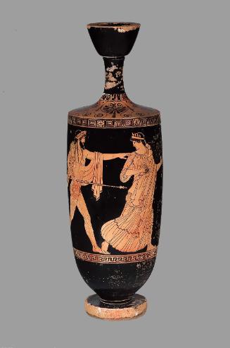Oil flask (lekythos) with Zeus pursuing a female figure
