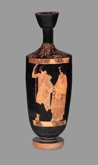 Oil flask (lekythos) with man and woman