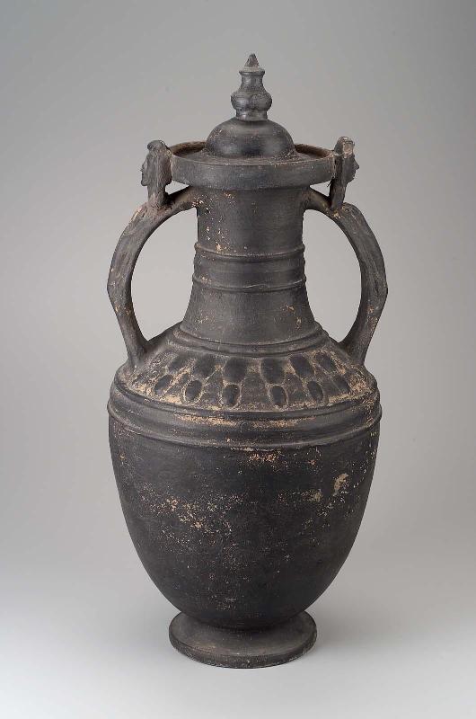 Two-handled jar (amphora) with cover