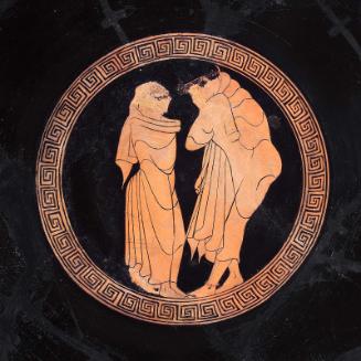 Drinking cup (kylix) with men and boys conversing