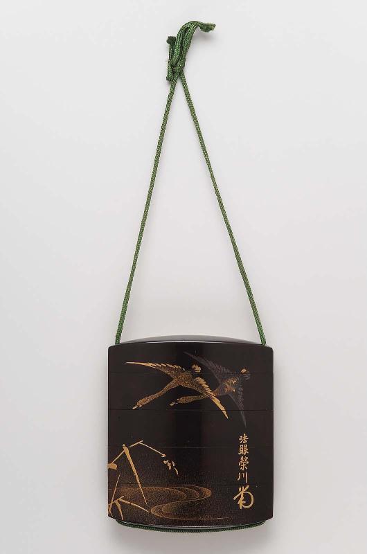 Four-case inro with geese and reeds design