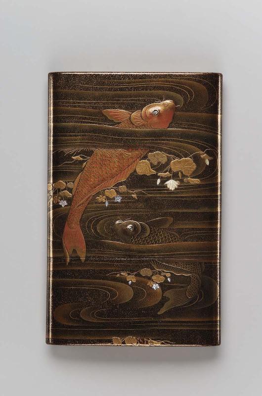 Card-case with design of carp and landscape