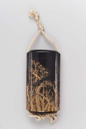Six-case inro with design of crows and trees