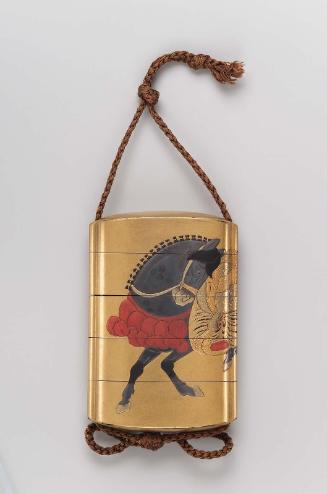 Four-case inro with design of a caparisoned horse