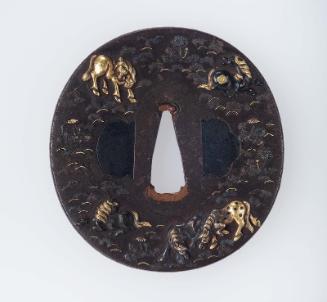 Tsuba with design of grazing horses