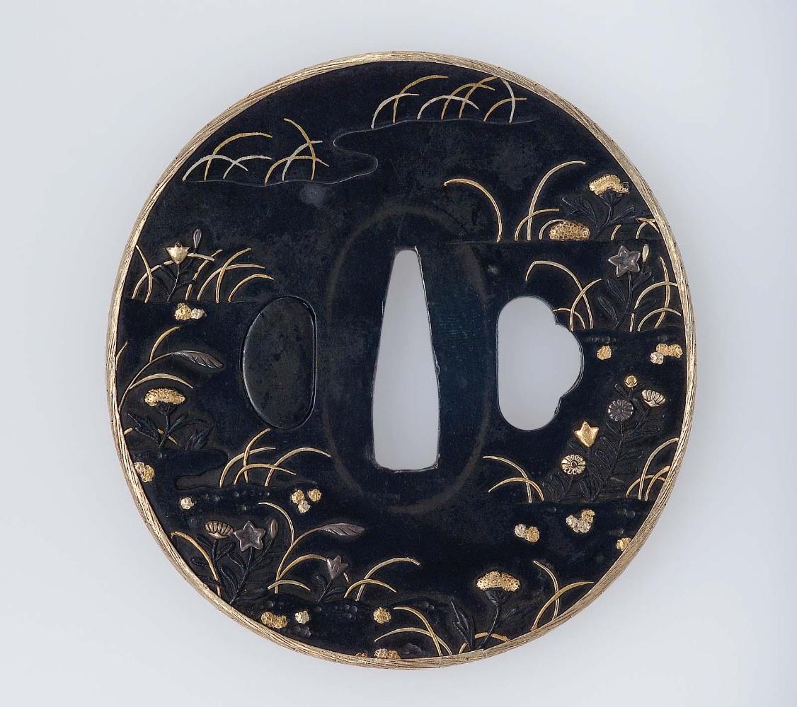 Tsuba with design of autumn plants