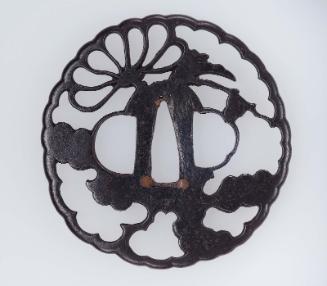 Tsuba with design of chrysanthemum