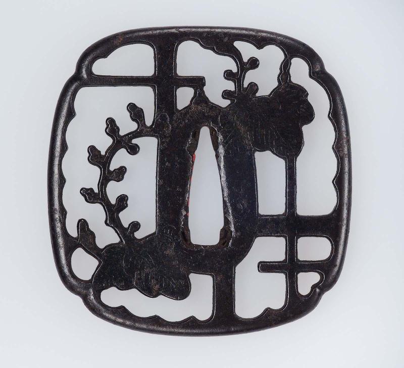 Tsuba with design of paulownia and window13