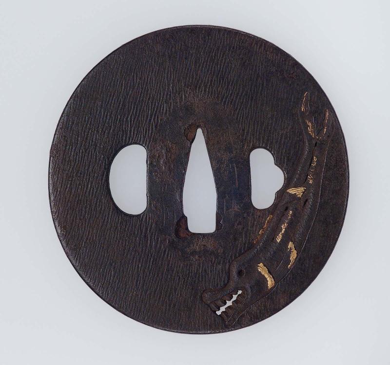 Tsuba with design of dried sardines