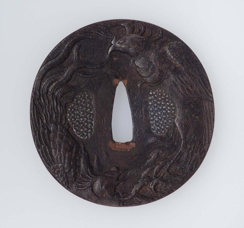 Tsuba with design of ho-o birds and maples