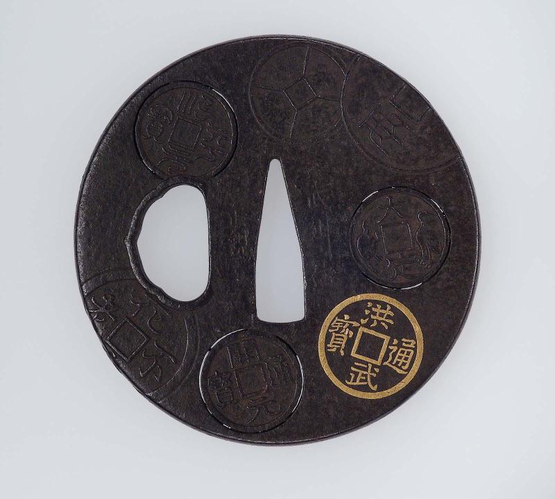 Tsuba with design of ancient coins