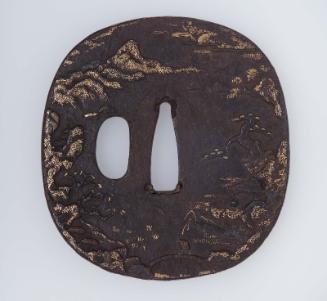 Tsuba with design of Chinese-style landscape