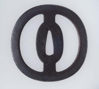 Tsuba with geometric inlay