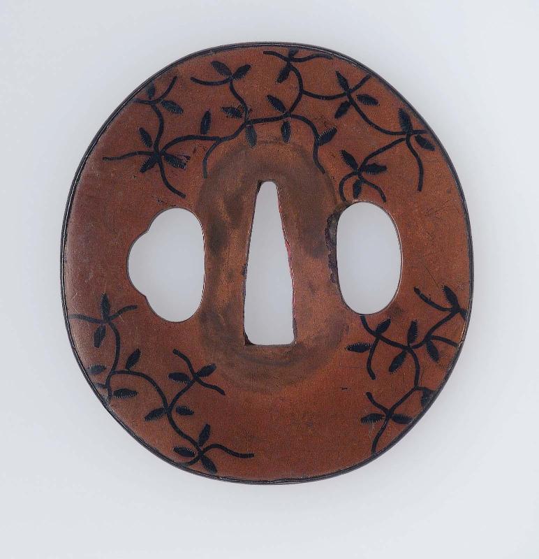 Tsuba with design of leaves and tendrils