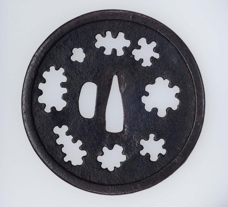 Tsuba with design of snowflakes