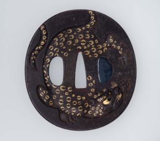 Tsuba with design of tiger, bamboo and stream