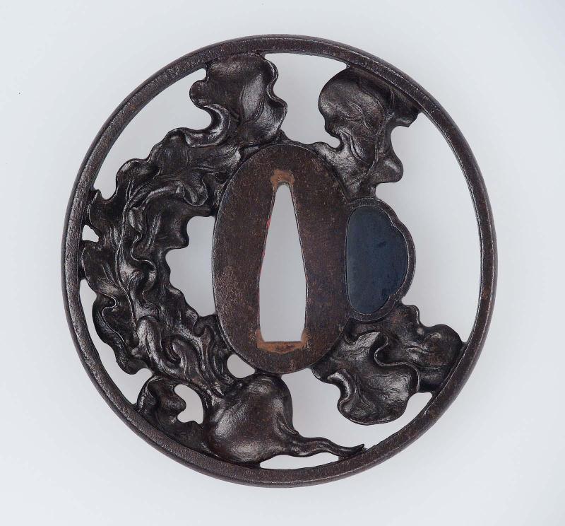 Tsuba with design of turnips and leaves