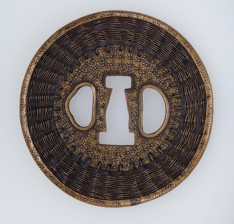 Tsuba with woven wire pattern