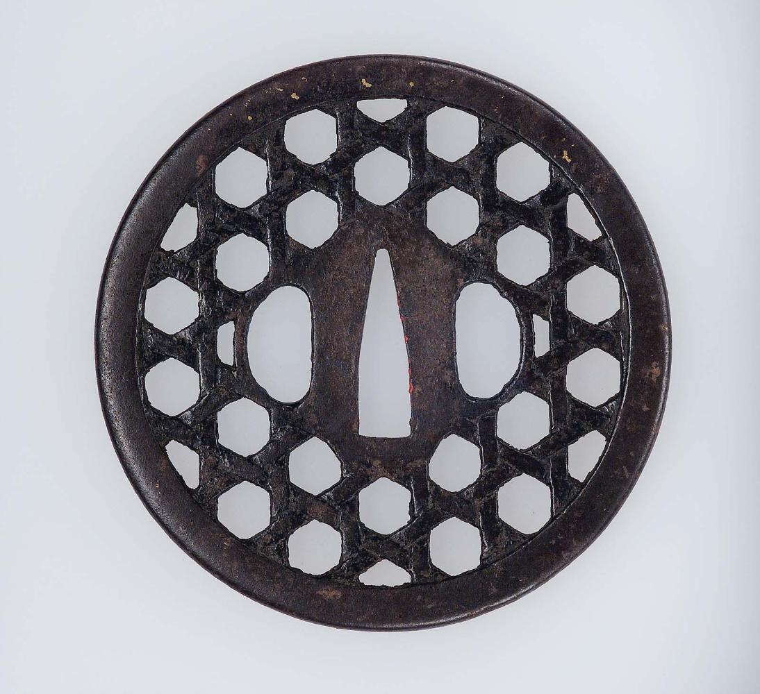 Tsuba with basketwork pattern