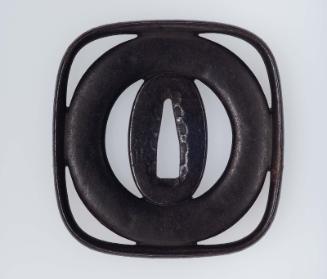 Tsuba with design of a ring within a square