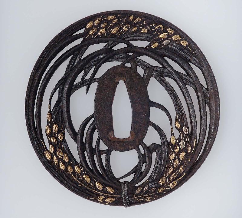 Tsuba with design of riceplants