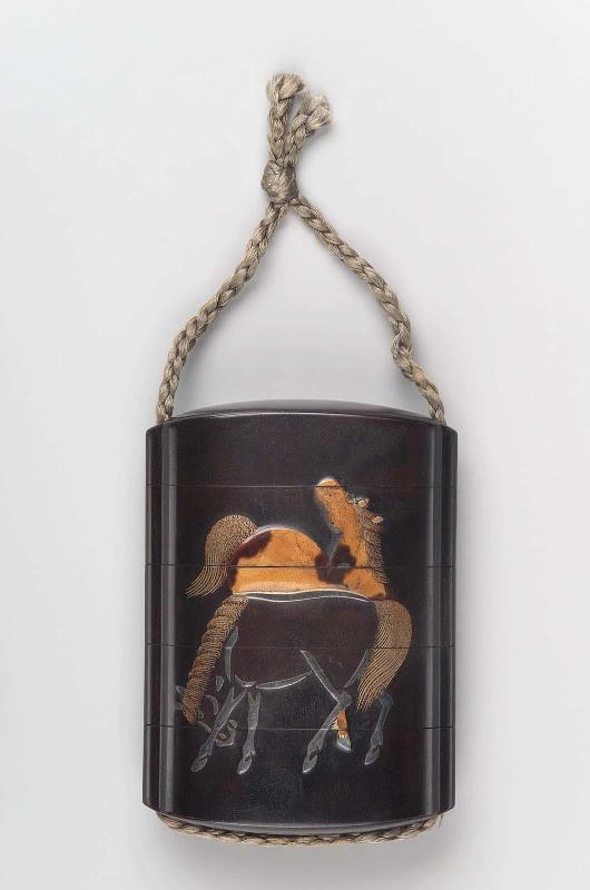Four-case inro with horse design