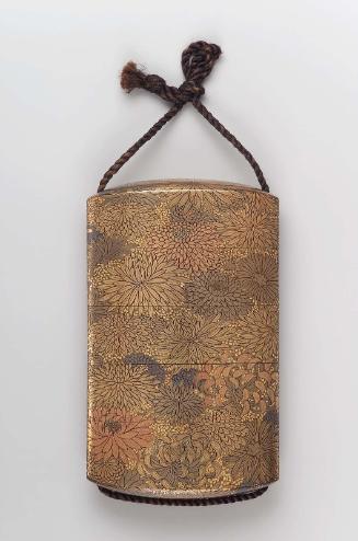 Four-case inro with chrysanthemum design
