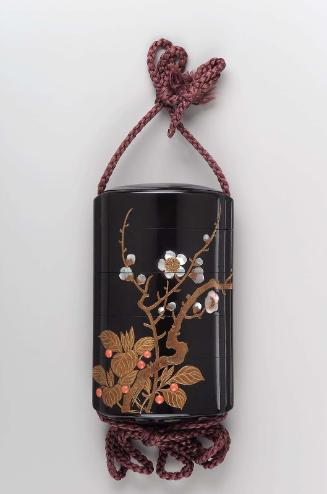 Four-case inro with design of moon and plum tree