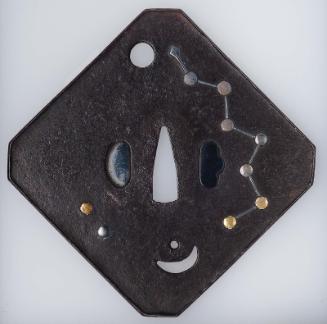 Tsuba with design of sun, moon and stars