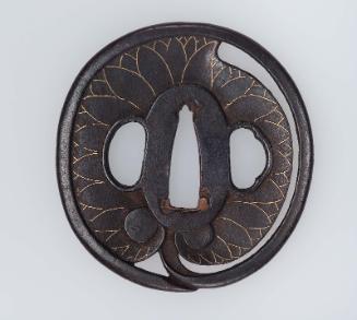 Tsuba modeled as a hollyhock leaf