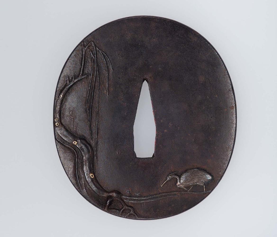 Tsuba with design of egrets and willows