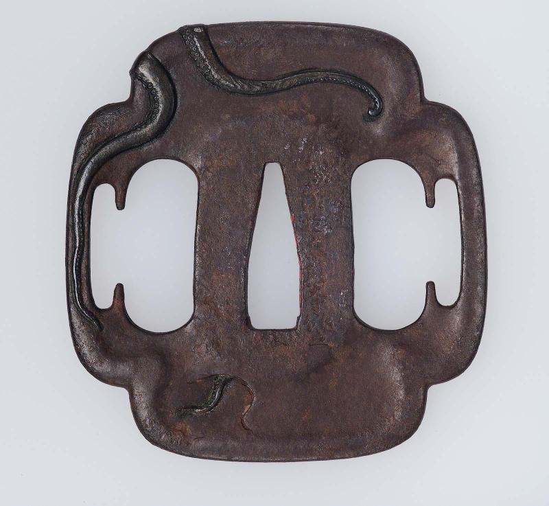 Tsuba with design of octopus and octopus traps