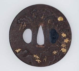 Tsuba with design of pine, creeper and bamboo