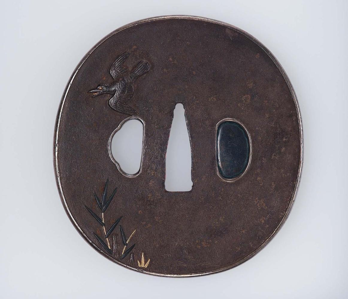 Tsuba with design of geese, reeds and grasses