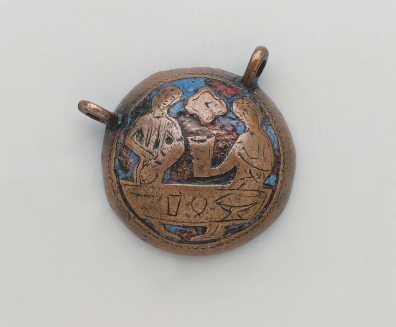 Round Container with Couple Feasting