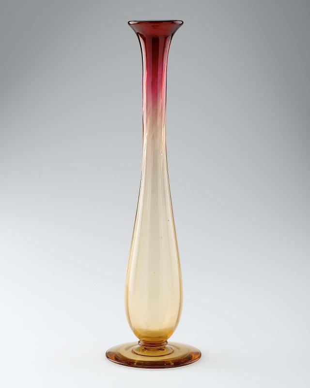 "Amberina" bud vase (one of a pair)
